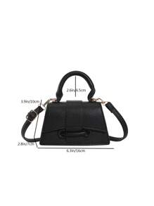 1pc Mini Fashionable Flap Top Handbag Suitable For Daily Commute, Shopping And Vacation - Black - View 2