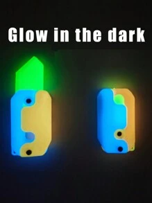 1pc Luminous Carrot Knife Butterfly Trainer Folding Comb Random Color Stress Relief Toy - Blue - View 4