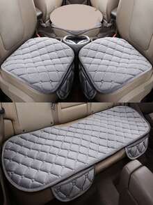 1 Set Of Light Grey Plush 3 Piece Seat Cushion Set
