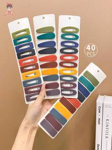 Chicas 40 piezas Flecos de colores pelo con fleco clips - Multicolor - Ver 4