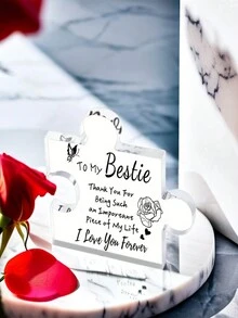 1份女性禮物,刻有浮雕拼圖亞克力牌匾,適用於女性生日禮物、女性友誼禮物、女性男性女孩她的友誼禮物,送給好閨蜜的精美禮物