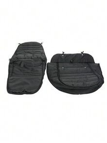 1件黑色優質絨面結合亞麻防風襪口 嬰兒汽車座椅墊可拆卸,適用於大多數嬰兒推車、高椅和搖籃 - 黑色 - 查看 5