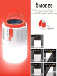 Foco Lampara Recargable Portátil Panel Solar - Blanco - Ver 4