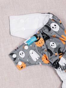 Happy Flute 1pc Reusable Cloth Diaper With Monthly Pattern, For Infants - Multicolor - View 6