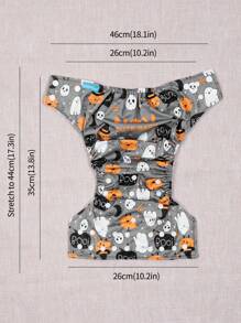 Happy Flute 1pc Reusable Cloth Diaper With Monthly Pattern, For Infants - Multicolor - View 3