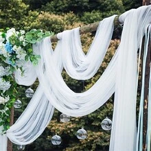 每捲長5公尺,寬48公分的蕾絲捲布,用於家居、婚禮、派對、嬰兒洗禮、襯衫、手工藝品 Diy的紗裙、晶瑩珍珠連衣裙、軟和透明的紗布 - 黑色 - 查看 2