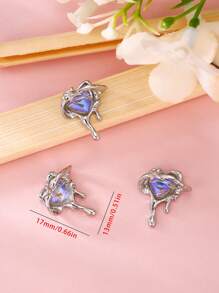 10Pcs Heart-Shaped Holographic Hollow Nail Art Decorations Diy Nail Charms Nail Gems Nail Supplies Nails - Blue - View 4