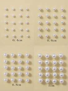 1套10對簡約優雅人造珍珠耳針套裝,適合女性日常佩戴 - 白色 - 查看 10