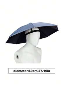 太陽帽雨傘頭戴式免持雨傘沙灘傘釣魚帽子漁夫帽黑色塗層防曬露營用品 - 霧霾藍 - 查看 2