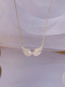 1 件奢華幾何優雅天使之翼項鍊女式婚禮訂婚派對珠寶配飾 - 金色 - 查看 1