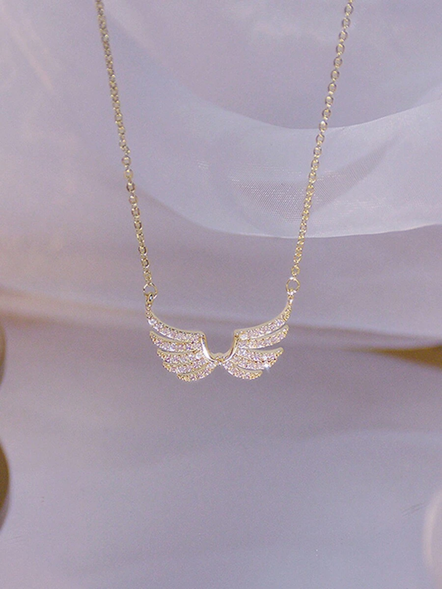 1 件奢華幾何優雅天使之翼項鍊女式婚禮訂婚派對珠寶配飾 - 金色 - 查看 1