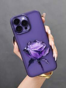 1入組薰衣草耀眼的電鍍邊框手機外殼帶白色梅花圖案,防滑熱塑性聚氨酯&耐刮擦保護膜適用於iphone系列 - 紫色 - 查看 5