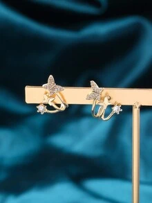 Nooxian 1 Pair Of Convertible Butterfly Earrings - Yellow Gold - View 4
