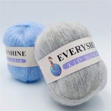 50g/球 420m/459yd 針織超級鉤針細小馬海毛紗 針織毛衣用嬰兒羊毛紗 55% 小馬海毛 25% 腈綸 20% 絲光尼龍