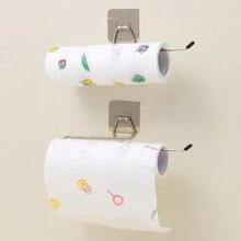 1入組衛生紙架浴室收納紙巾架廚房牆面掛鉤廁所紙支架家庭收納廁所配件 - 銀色 - 查看 2