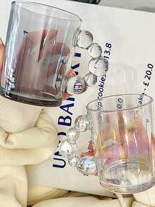 1pc 小众 Ins 饮用水杯高级感咖啡杯牛奶杯高颜值玻璃泡泡杯 - 黑色 - 查看 3