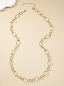 1pc Vintage & Minimalist Metal & Punk Style Can Be Worn Alone Or Layered Long Necklace - Gold - View 2