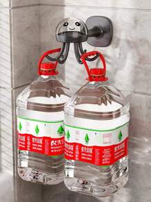 1pc Rotatable Wall Mounted Storage Rack With Hooks For Bathroom And Kitchen, Octopus Design Multipurpose Hanging Hook Without Drilling - Black - View 4