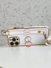 完整的多功能電鍍防摔手機殼套裝 + 金屬隱藏支架 + 手帶 +掛繩,兼容 Iphone、三星、小米、oppo、vivo - 白色 - 查看 3