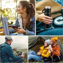 1 件 500 毫升/16.9 盎司不銹鋼真空隔熱咖啡杯,帶咖啡杯,適合冷熱飲料、水瓶、學校用品、商務和戶外使用