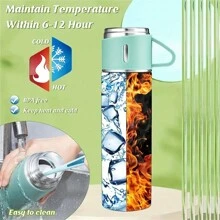 1 件 500 毫升/16.9 盎司不銹鋼真空隔熱咖啡杯,帶咖啡杯,適合冷熱飲料、水瓶、學校用品、商務和戶外使用