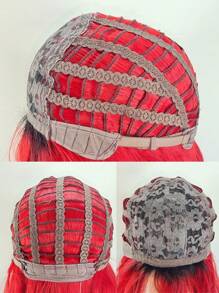 de ombré rojo a negro cosplay fiesta Pelucas sintéticas con tupe longitud mediana recto a capas Pelucas de pelo para mujeres resistente al calor Peluca - Degradado - Ver 7