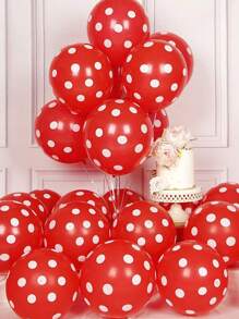 20 quả bóng bay chấm bi 12 inch bóng bay tròn bằng cao su Heli dùng cho tiệc sinh nhật, giáng sinh, năm mới, trang trí tiệc cưới, giáng sinh - Đỏ - Xem 1