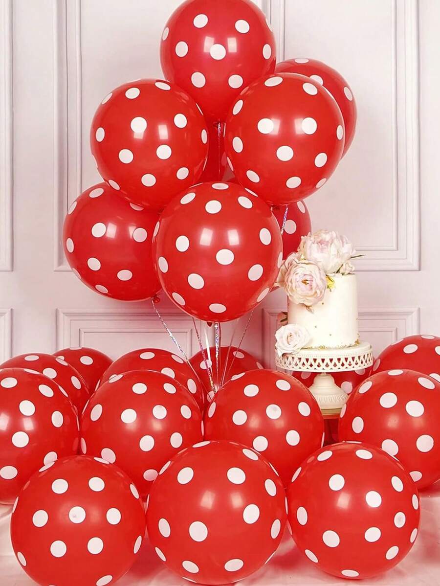 20 quả bóng bay chấm bi 12 inch bóng bay tròn bằng cao su Heli dùng cho tiệc sinh nhật, giáng sinh, năm mới, trang trí tiệc cưới, giáng sinh - Đỏ - Xem 1