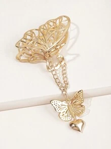 1 件蝴蝶形金屬鏤空吊墜髮夾用於髮型設計或裝飾 - 金色 - 查看 2