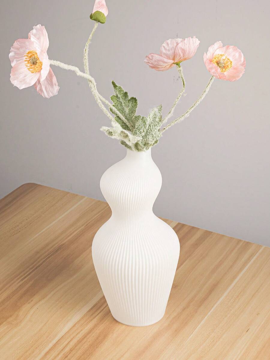 1入創意花瓶3D打印材料可降解北歐風格簡約花束套裝乾花瓶裝飾 - 白色 - 查看 1