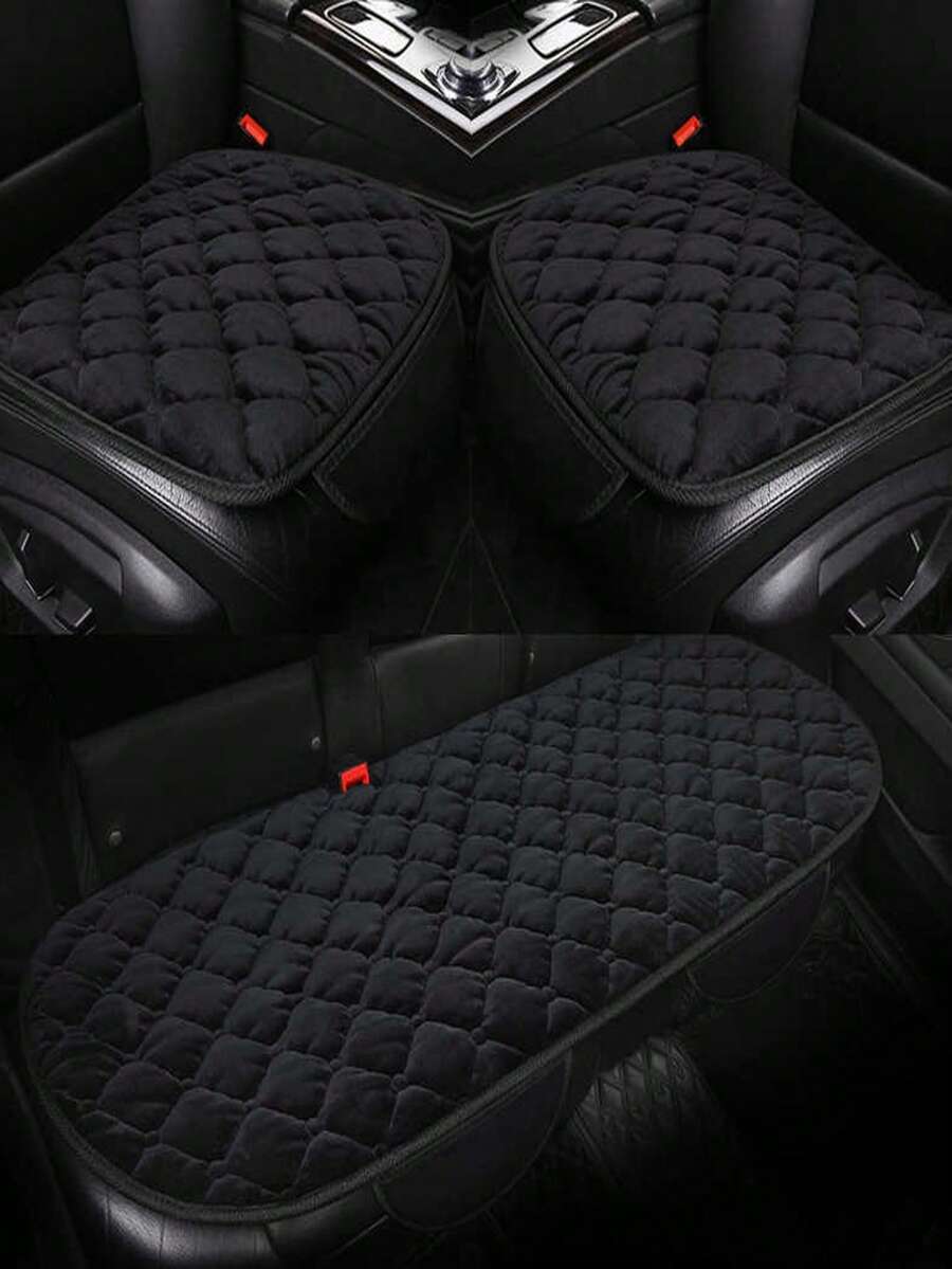 1 Set Of Light Grey Plush 3 Piece Seat Cushion Set
