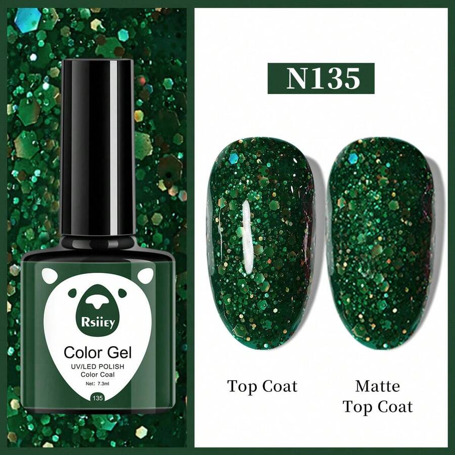 XEIJAYI 1Pc Gel Nail Polish, Popular Series Nail Gel 141 Colors Vibrant Sequin Glitter Bright All Seasons Gel Polish- Uv/Led Soak Off Semi-Permanent Varnish For Diy Manicure Gift St. Patrick's Day