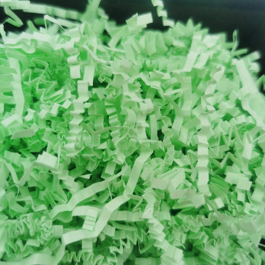 Green Gift Box Filler Shredded Paper, Colored Kraft Crinkle Cut Paper