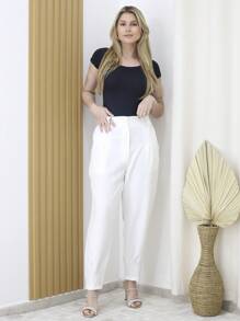CALCA  cenoura penar com ziper atras elastico - Branco - Visão 3
