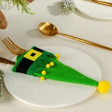 1套(4入組) - 聖誕帽形餐具袋,創意餐具收納袋,為聖誕裝飾和節日氛圍營造設置 - 彩色 - 查看 5