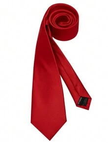 3 件/套男士經典 3.1 英寸(8 厘米)紅色絲綢領帶、口袋方巾和領帶夾,適合學校、婚禮、派對、畢業典禮和正式商務場合。 - 紅色 - 查看 4