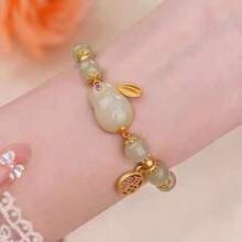 1 Vòng Tay Thỏ Ngọc Phong Cách Trung Hoa Mới Dành Cho Nữ, Phong Cách Ins, Thiết Kế Độc Đáo, Sinh Nhật/Tiệc/Lễ Hội Quà Tặng, Đảng Phụ Kiện - màu xanh lá - Xem 2