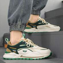 Men's Sports Shoes, Breathable Casual Shoes, 2024 New Style Classic Simple Tie-Up Athletic Shoes For Young Adults In Fall And Winter - Green - View 3