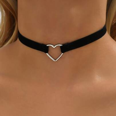 1pc New Fashion Simple And Elegant Heart Choker Necklace
