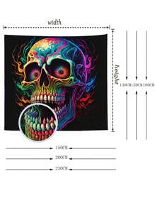 1pc Uv Skull Design Indoor Wall Tapestry - Multicolor - View 4