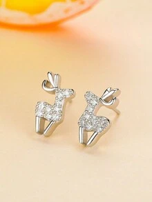 1 對可愛 925 純銀鹿耳釘,韓式甜美可愛禮物,送給少女