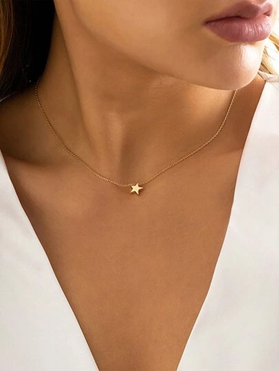 RAYQUEEN Minimalist Stainless Steel Pentagram Pendant Necklace, Suitable For Daily Wear