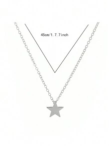 RAYQUEEN Collar minimalista de acero inoxidable, colgante de pentagrama, perfecto para uso diario - Mujer - Amarillo Oro - Ver 8