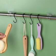 2入組/套窗簾桿托架,無需鑽孔自粘式可調整窗簾桿鉤,適用於浴室廚房酒店窗簾,包括窗簾桿鉤和無夾子自粘式窗簾桿托架 - 白色 - 查看 5