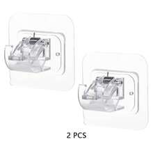 2入組/套窗簾桿托架,無需鑽孔自粘式可調整窗簾桿鉤,適用於浴室廚房酒店窗簾,包括窗簾桿鉤和無夾子自粘式窗簾桿托架 - 白色 - 查看 9