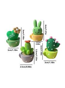 4 piezas de adornos de macetas de cactus de resina en miniatura para decoración de escritorio, artesanía de plantas suculentas de micropaísaje, el mejor regalo - Multicolor - Ver 5
