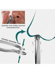 不銹鋼鼻毛修剪鑷子，1 件友善圓頭按壓式鼻毛修剪器，鬍鬚修剪剪刀和鑷子，無需鏡子易剪美容工具，適用於鼻子、鬢角、眉毛、身體