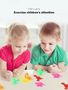 8入組柔軟矽膠爆炸式吸盤玩具,多彩可愛恐龍動物感官吸盤沐浴玩具互動遊戲兒童教育禮物（部分配件可能隨機） - 彩色 - 查看 3