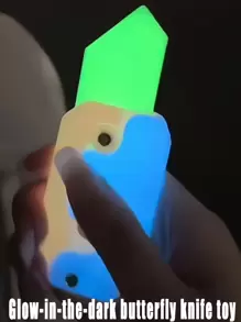 1pc Luminous Carrot Knife Butterfly Trainer Folding Comb Random Color Stress Relief Toy - Blue - View 1