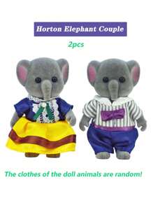 大象家族 4 只关节玩偶，随机衣服（不含家具），微型 DIY 动物屋，女孩生日礼物，亲子益智玩具，毛绒玩具，随机袋装衣服，游戏屋，Lps 玩具，女孩玩具儿童 - 深灰色 - 查看 8